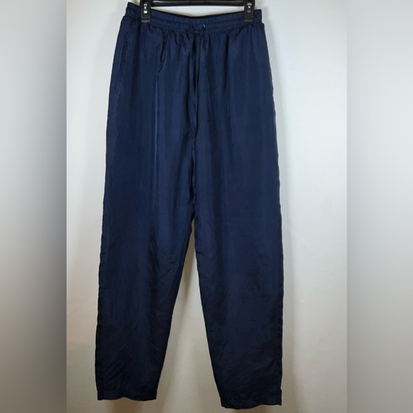 Vintage women's trousers, 100% silk, large size, navy blue - Picture 1 of 3